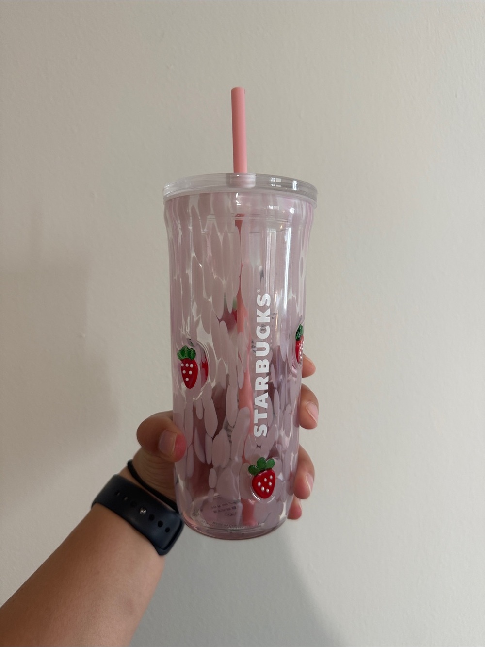 Starbucks Strawberry Pink Drink Glass Cup